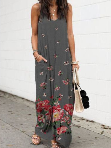 

Floral Short Sleeve Woven Dress, Gray, Dresses