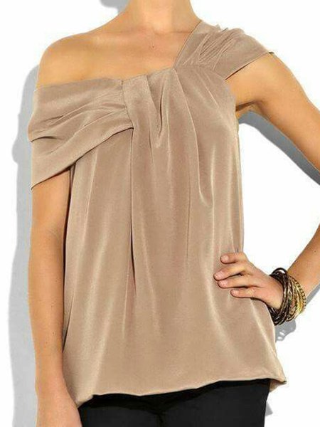 

Daily Elegant Regular Fit Short Sleeve Top, Apricot, Tunics