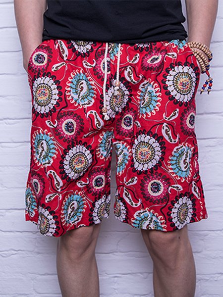 

Men's Linen Plant Flower Casual Shorts, Shorts