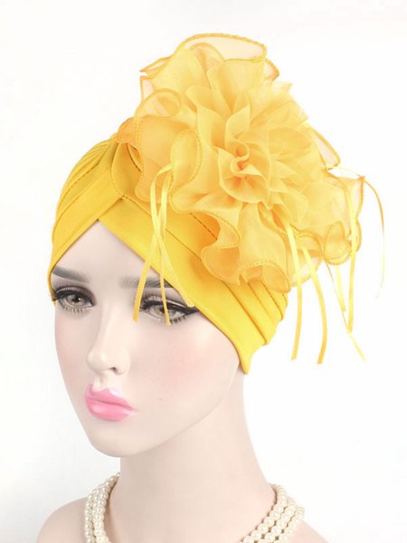 

JFN Vintage Lace Flower Hat, Yellow, Women Hats