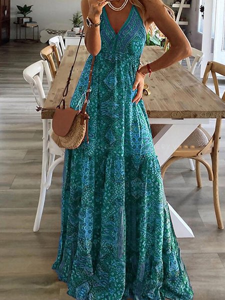 

Vacation Short Sleeve women Dress, Green, Dresses