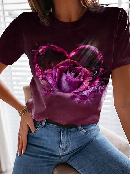 

Casual Short Sleeve T-Shirt, As picture, T-Shirts