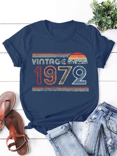

50 Year Old Gifts Vintage 1972 Women's Short Sleeve T-Shirt, Deep blue, T-shirts