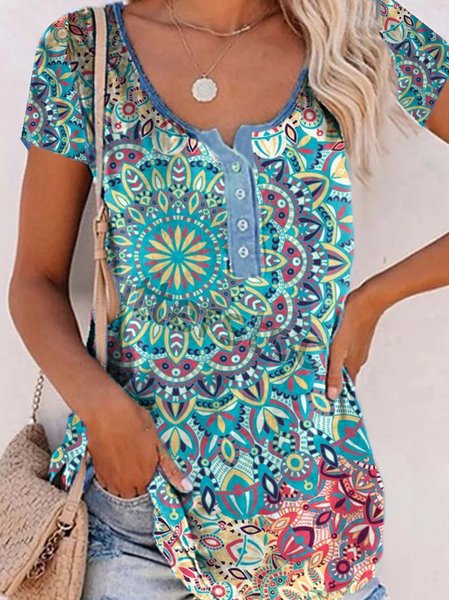 

Tribal Short Sleeve Plus Size Casual t-shirt, Multicolor, T-Shirts