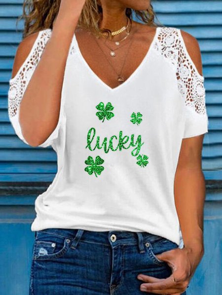 

Cotton Blends Letter Printed Shirts & Tops, White, Tees & T-shirts