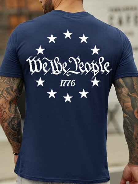We The People 1776 Men's Short Sleeve T-Shirt, Blue, T-shirts