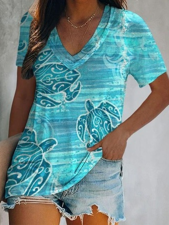 

Animal Sea Casual Regular Fit Short Sleeve T-Shirt, Blue, T-Shirts