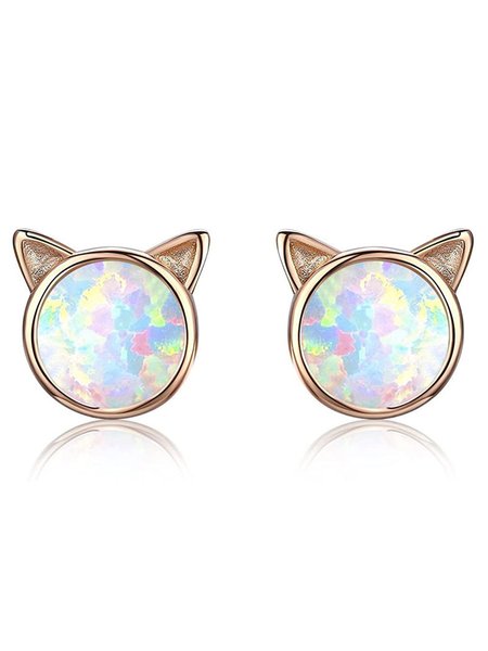 

Vintage Opal Cat Stud Earrings, Color4, Earrings