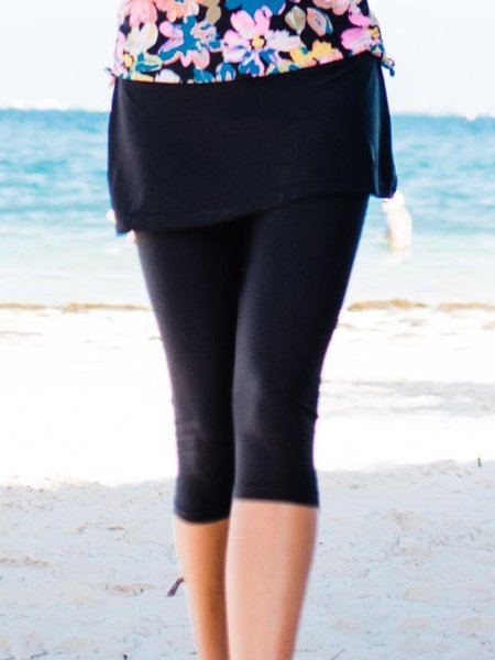 

Casual Plus Size Cropped Pants, Black, Leggings