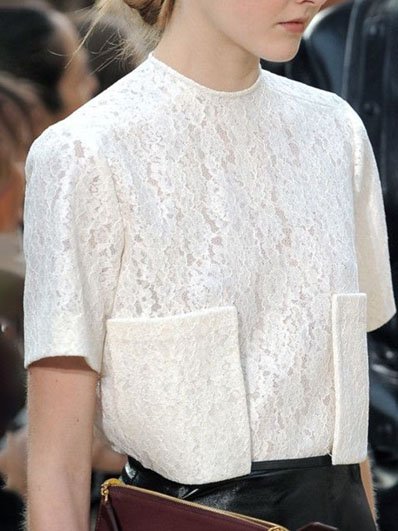 

Lace Short Sleeve Top, White, Tops