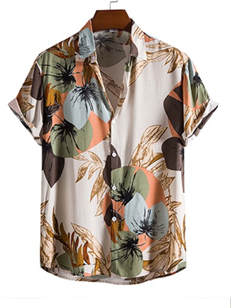 

Men's Fashion Trend Rayon Print Short Sleeve Shirt, As picture, Shirts ＆ Blouse