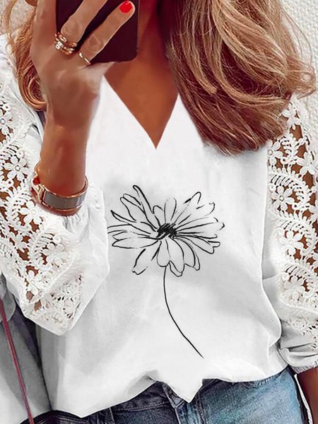 

Casual Long Sleeve Tops, White, Tops