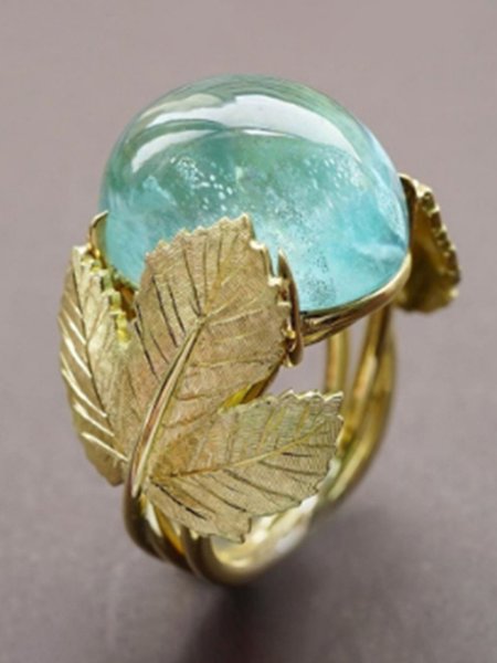

Vintage Alloy Leaf Amber Ring, As picture, Rings