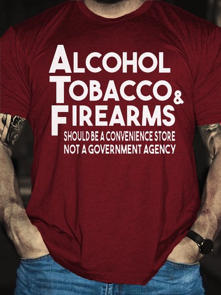 ATF Casual Cotton Short Sleeve T-Shirt, Red, T-shirts