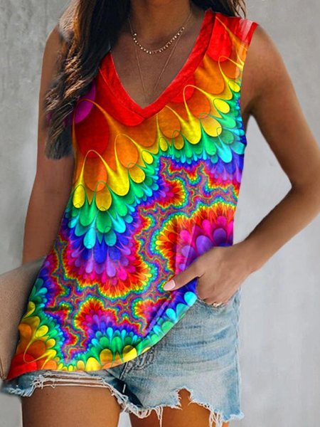 

Ombre Casual Short Sleeve T-Shirt, Multicolor, Tanks & Camis