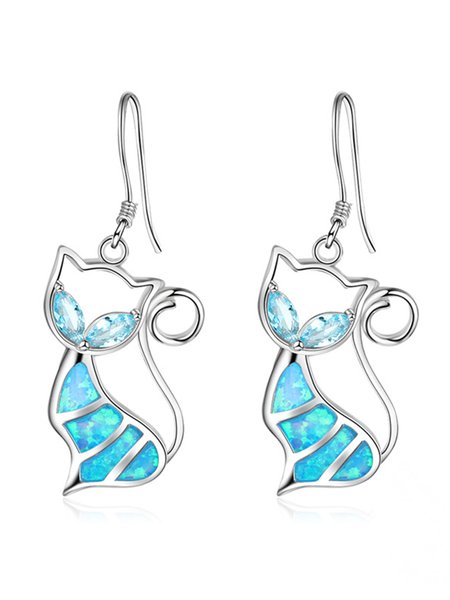 

JFN Vintage Opalus Cat Earrings, Blue, Earrings