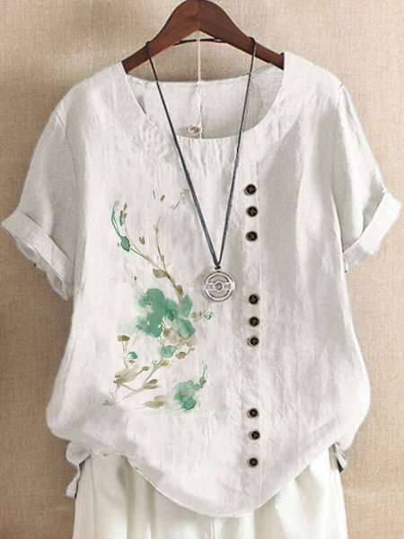 

Vacation Loosen Short Sleeve Blouse, Multicolor, Blouses & Shirts