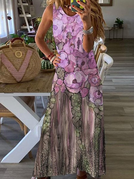 

Floral Loosen Vacation Short Sleeve Knit Dress, Multicolor, Dresses