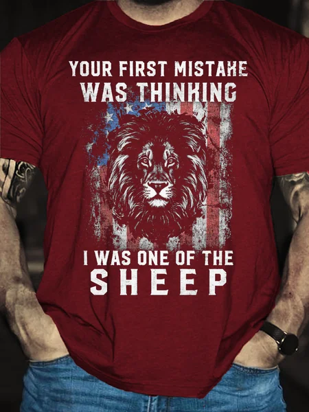 

Lions Not Sheep Casual Short Sleeve T-Shirt, Red, T-shirts