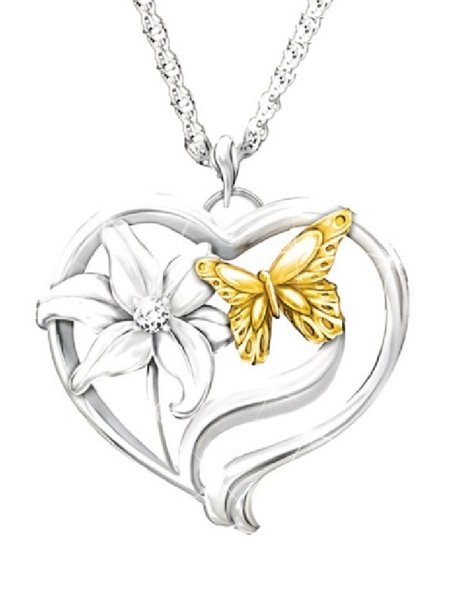 

Alloy Heart Butterfly Necklace, As picture, Necklaces