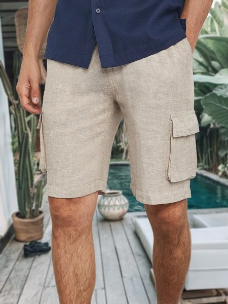 

Men's Cotton Linen Cargo Shorts, Khaki, Shorts
