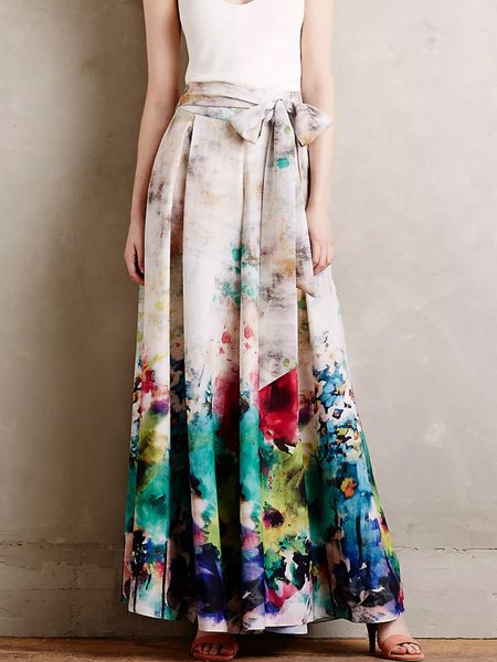 

Oversize Floral Wide Leg Daily Pants, Flower, Wide Leg Pants