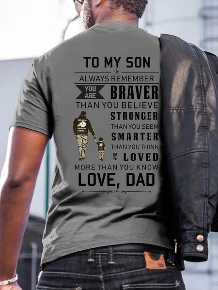 Word For Son Back Print Short Sleeve T-Shirt, Deep gray, T-shirts