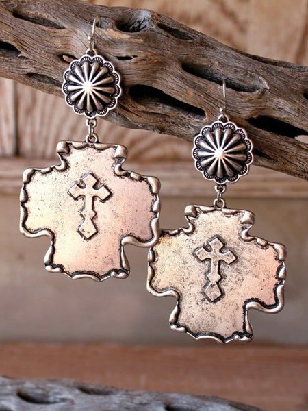 

Vintage Alloy Cross Earrings, As picture, Earrings