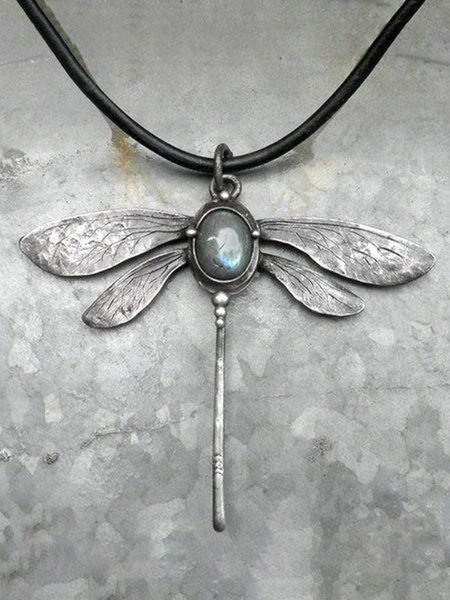 

JFN Vintage Dragonfly Moonstone Necklace, As picture, Necklaces