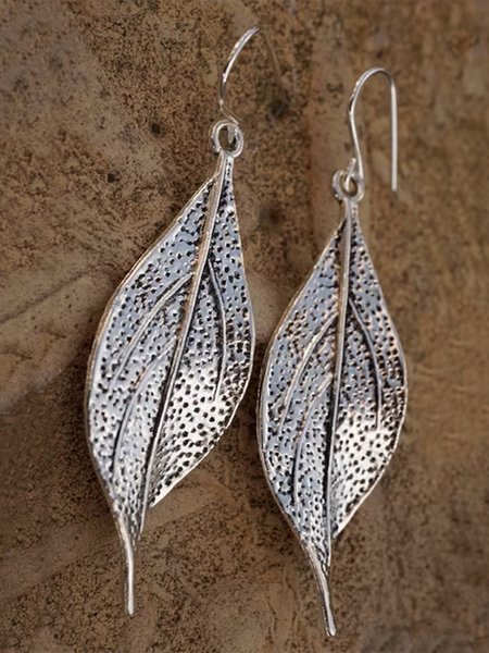 

Vintage Alloy Leaf Earrings, As picture, Earrings