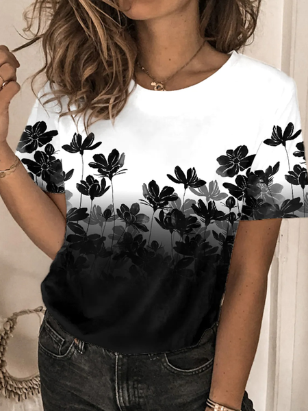 

Regular Fit Short Sleeve T-Shirt, Black-white, Tees & T-shirts