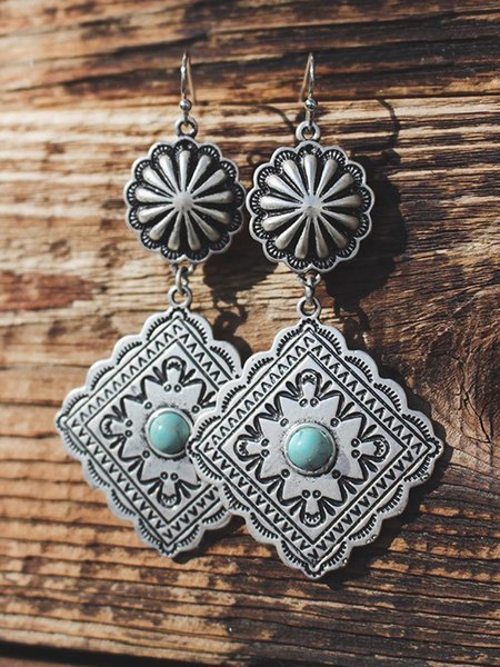 

Boho Turquoise Earrings, As picture, Earrings