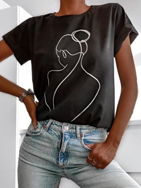 

Color Block Short Sleeve T-Shirt, Black, T-Shirts