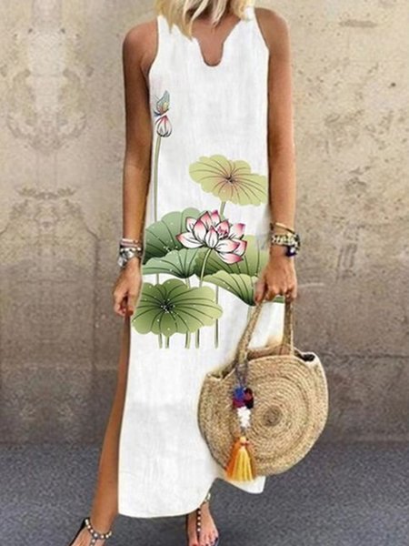

Vacation Loosen Floral Long Sleeve women Dress, White, Dresses