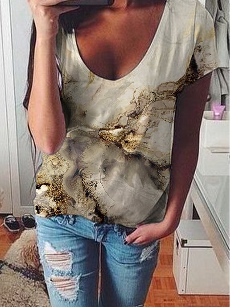 

Gradient Marble Print Spring New Hot Deals Super Good-looking Ladies T-Shirt Tops, Multicolor, T-Shirts
