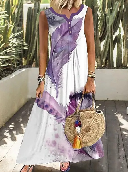 

Feather Notched Short Sleeve Knit Dress, Purple, Dresses