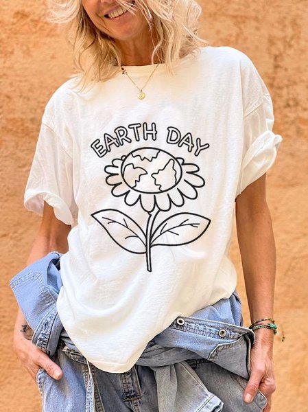 

Loosen Casual Short Sleeve T-Shirt, White, T-Shirts