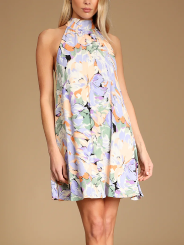 

Floral Vacation Loosen Short Sleeve women Dress, Multicolor, Dresses
