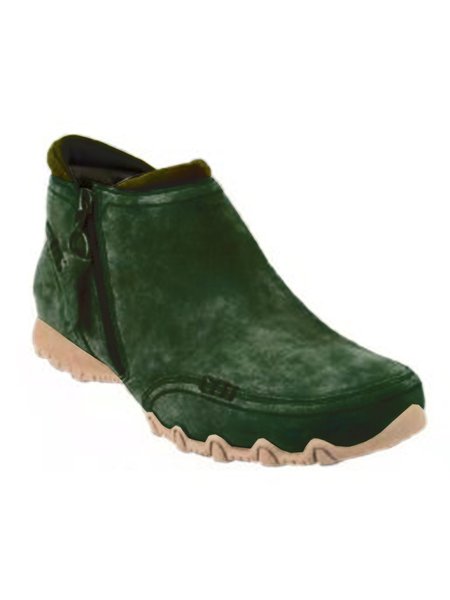 

Simple Suede Zipper Short Ankle Boots, Green, Boots