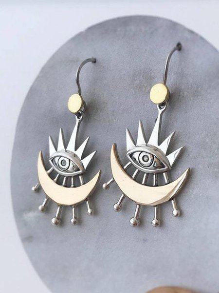 

Vintage Alloy Sun Moon Eye Earrings, As picture, Earrings