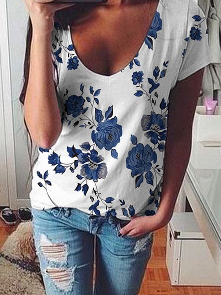 

Floral Print Spring New Hot Deals Super Nice Women's T-Shirt Tops, Multicolor, T-Shirts