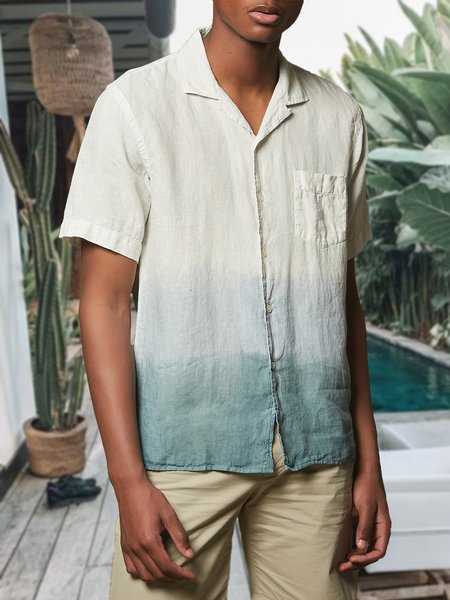 

Men's Gradient Print Short Sleeve Shirt, White, Shirts ＆ Blouse
