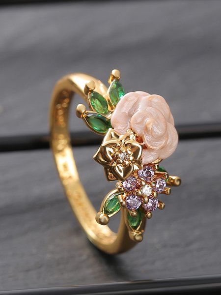 

Alloy Floral Ring, As picture, Rings