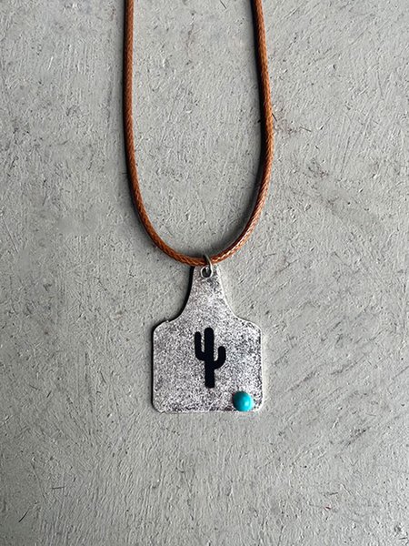 

Western Cowboy Style Bullhead Cactus Alloy Necklace, Color2, Necklaces
