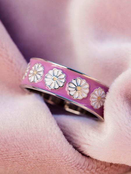 

Vintage Enamel Daisy Ring, Silver, Rings