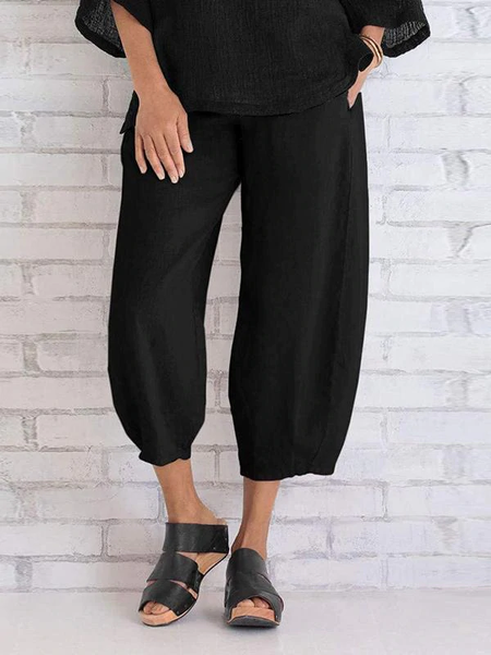 

Plain Casual Pants, Black, Pants
