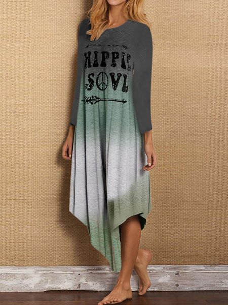 

Gradient print spring new explosion style super nice ladies casual dress, Multicolor, Dresses