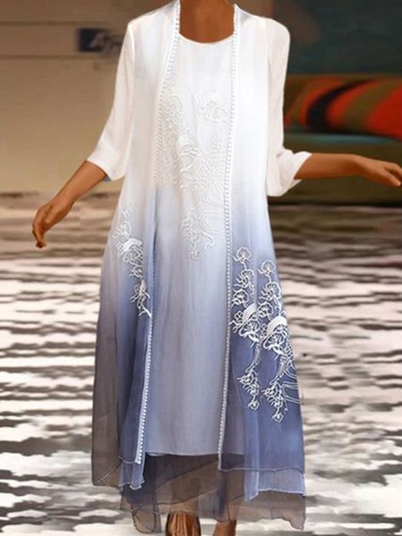 

Tribal Vacation Short Sleeve Women Dress, White, Maxi Dresses