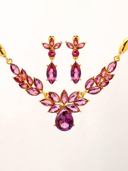 

Vintage Crystal Earrings Necklace Set, Purple, Necklaces
