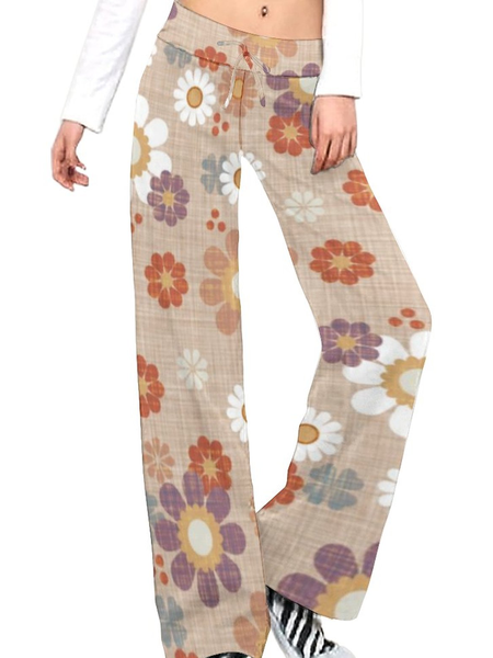 

Vintage Floral Casual Pants, As picture, Pants